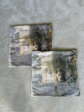 Abstract Gray & Mustard Throw Pillow Covers (Set of 2)